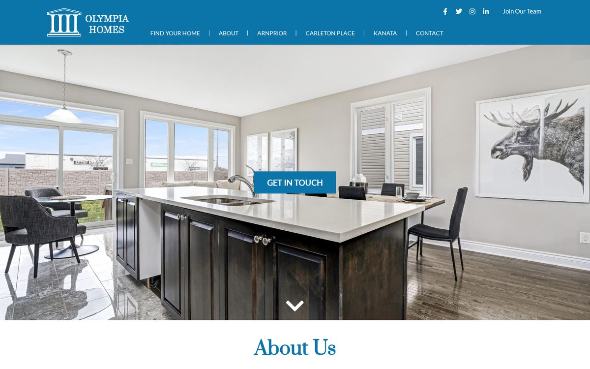 Olympia Homes desktop website designed and built by Algorank