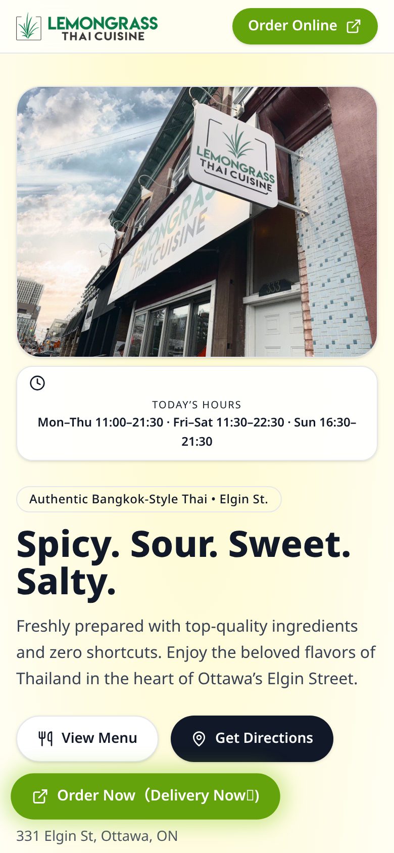 Lemongrass Thai Cuisine responsive mobile design by Algorank