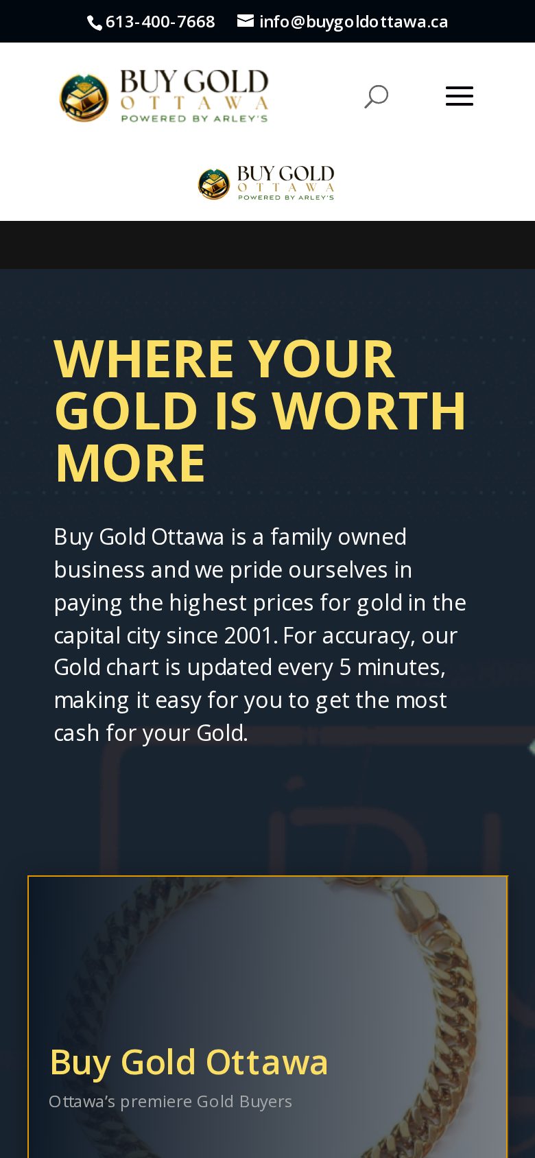 Buy Gold Ottawa mobile website layout by Algorank